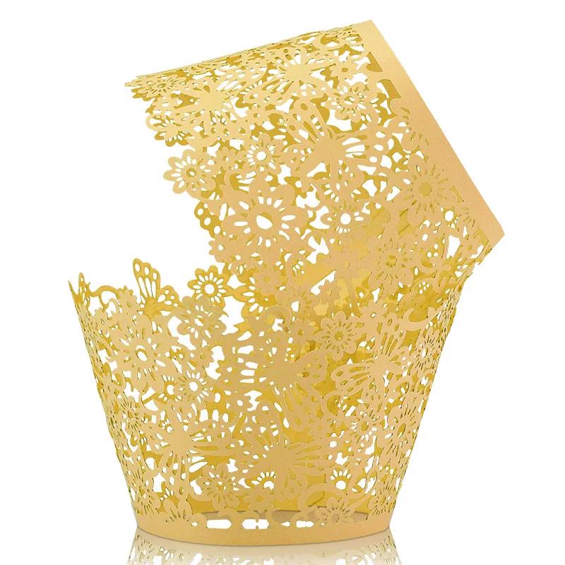50 шт. лазерная резка полых формочек для кексов, формочек для выпечки кексов на детский праздник, свадьбу, день рождения, вечеринку, украшение торта