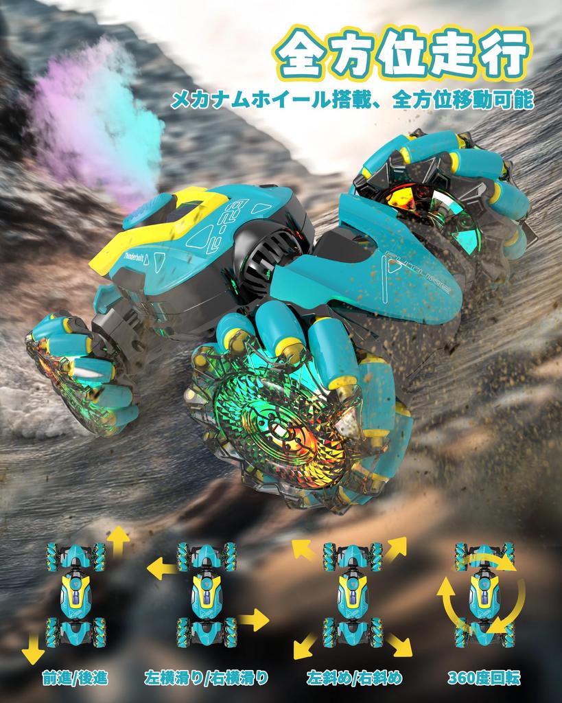 DEERC RC Car for Kids, Off-Road Stunt Car, Remote Control Toy, 4-Wheel Drive, Two Control Methods, Programmable, 80 Minutes of Operation Time,