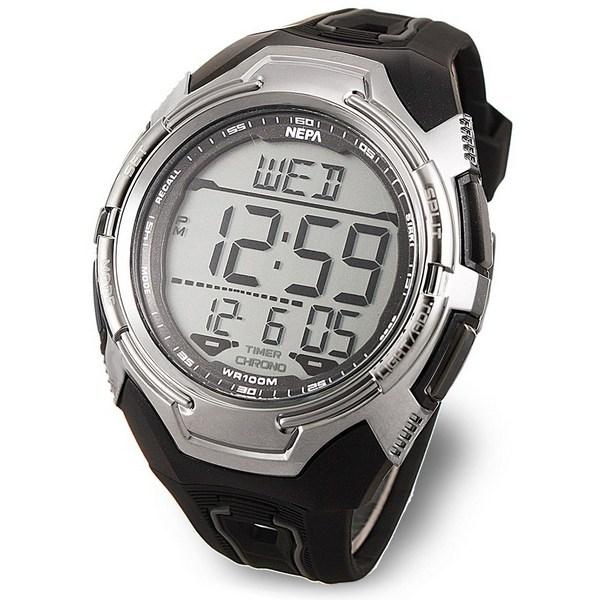 Nepa Sports Running Marathon Waterproof Electronic Watch, Black