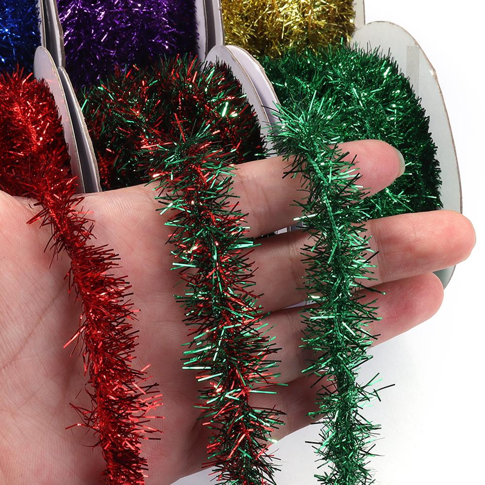10Yards Gold Silver Wire Garland Tinsel Hanging Rattan Christmas Tree Decoration Xmas Wedding Birthday Party Colorful Ribbon 7