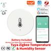 Датчик температуры и влажности Tuya Zigbee с управлением через приложение, комнатный термометр-монитор, домашняя автоматизация, работает с Alexa, Google Assistant