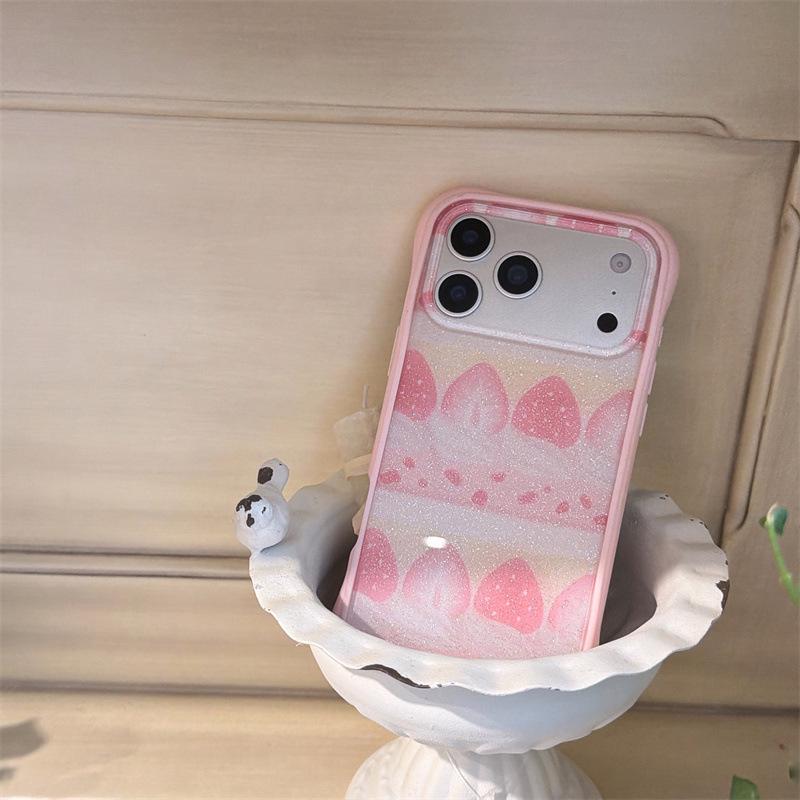 Корейский 3D-чехол для iPhone с подставкой-клубникой для iPhone 14/15/16 Pro Max/17
