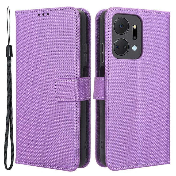 PU Leather Case for Honor X7a 5G / Play7T 5G Diamond Texture Wallet Stand Mobile Phone Cover
