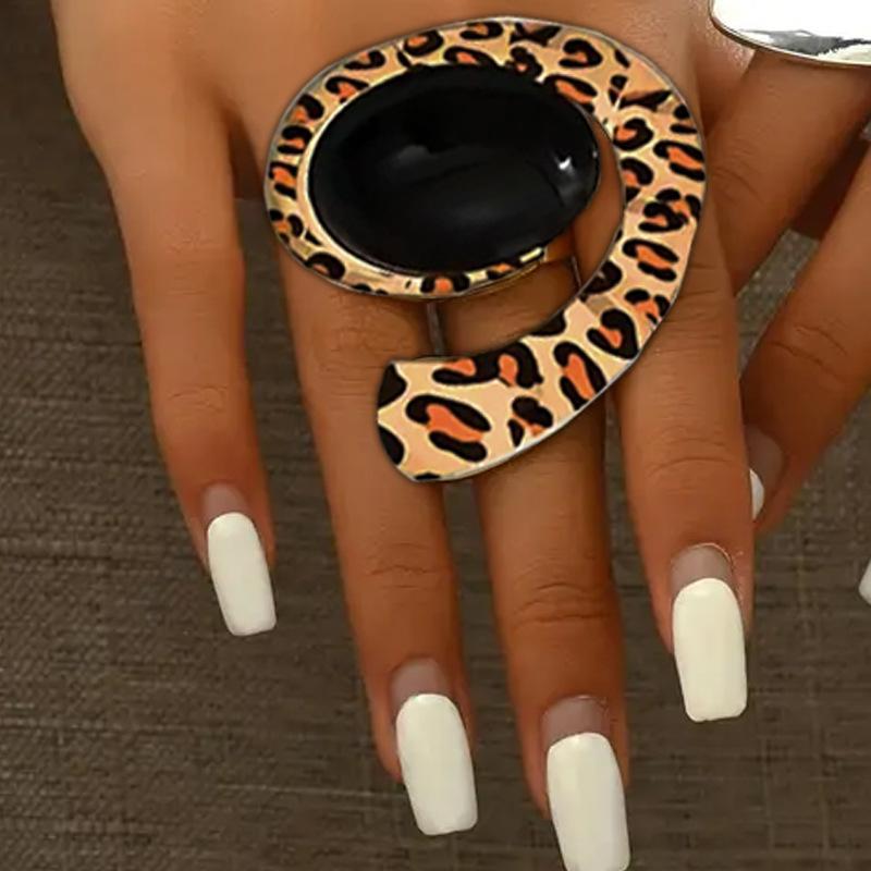 Преувеличенное кольцо-открытие, Персонализированное кольцо в панк-стиле, Кольцо с леопардовым узором в западном стиле, Модный трендовый подарок