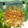 Mandala Wind Chime with Colorful Glass Mosaic - Handcrafted Metal Windmill Sculpture for Garden & Patio