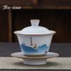 160ml Retro Ru Porcelain Alum Red Gaiwan Ceramic Soupers with Lids Tea Tureen Tea Making Cover Bowl Cha Accessories Decoration