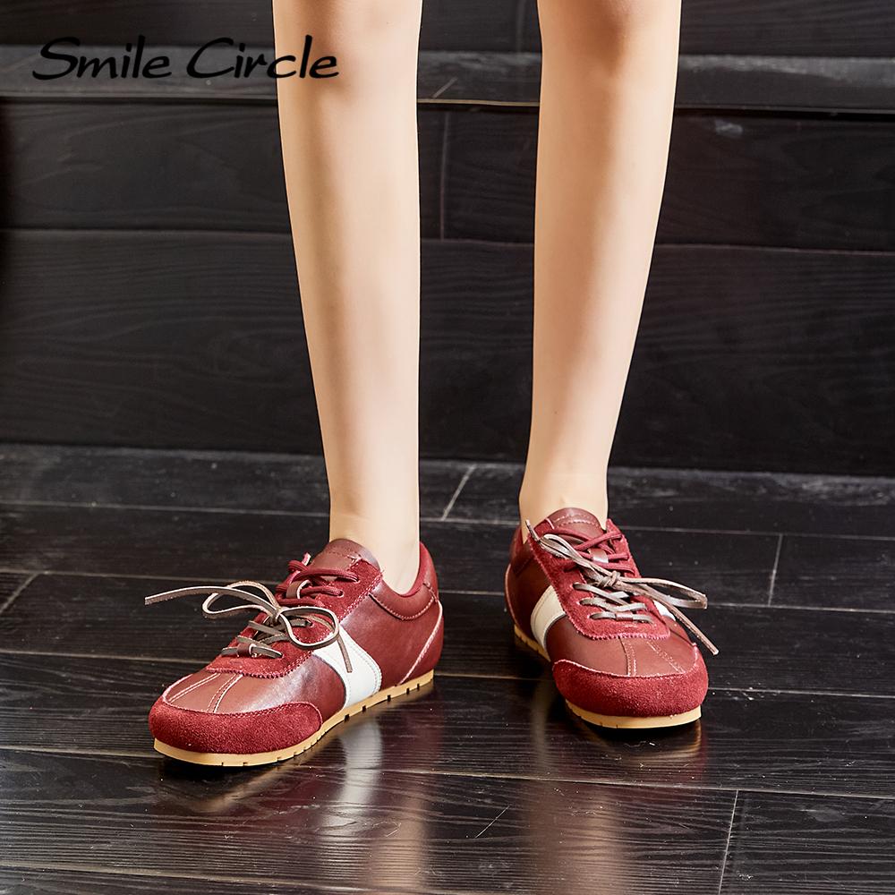 Женские кроссовки из натуральной кожи с круглым носком и шнуровкой, удобная модная повседневная обувь