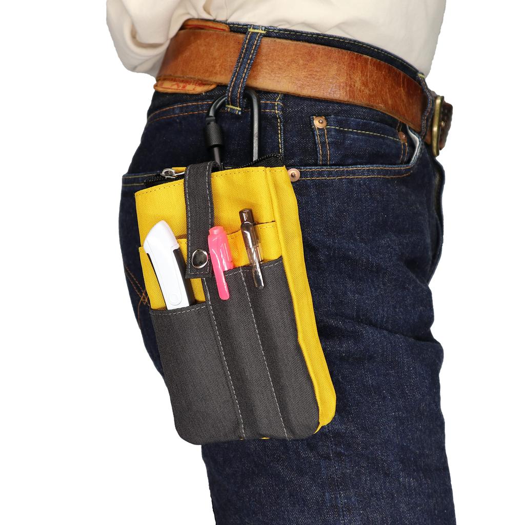 Multi-functional Work Pouch WK-05YE with 2-Way Belt Loops / Carabiner Included, Yellow