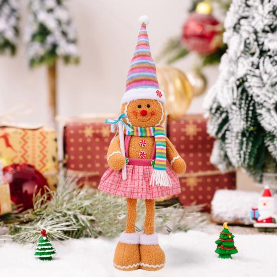 Рождественские пряничные кукольные украшения, плюшевая кукла с выдвижными ногами и шарфом, набитая кулинарией