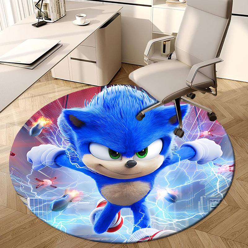 1pc Sonic the Hedgehog movie poster Round carpet, Made of Polyester,Perfect for Decorating Office Chairs, Living Rooms,fplt077