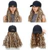 Baseball Cap One-piece Medium Length Water Wave Wig 17 Inch Curly Wave Hair Piece For Women Girls