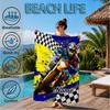Custom Name Cartoon Excavator Beach Towel Microfiber Beach Towel, Lightweight and Quick-Dry, for Summer Travel, Swimming Pool Gift