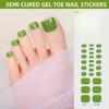 Гелевые наклейки для маникюра, наклейки для пальцев ног, однотонные полуотвержденные наклейки для ногтей с зеленым луком для фототерапии, наклейки для ног