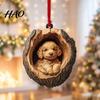 Hanging Animal Ornament Christmas 2D Flat Acrylic Forest Pendant Xmas Wildlife Themed Decoration Tree Backpack Decor Gift for Lovers Rustic Holiday