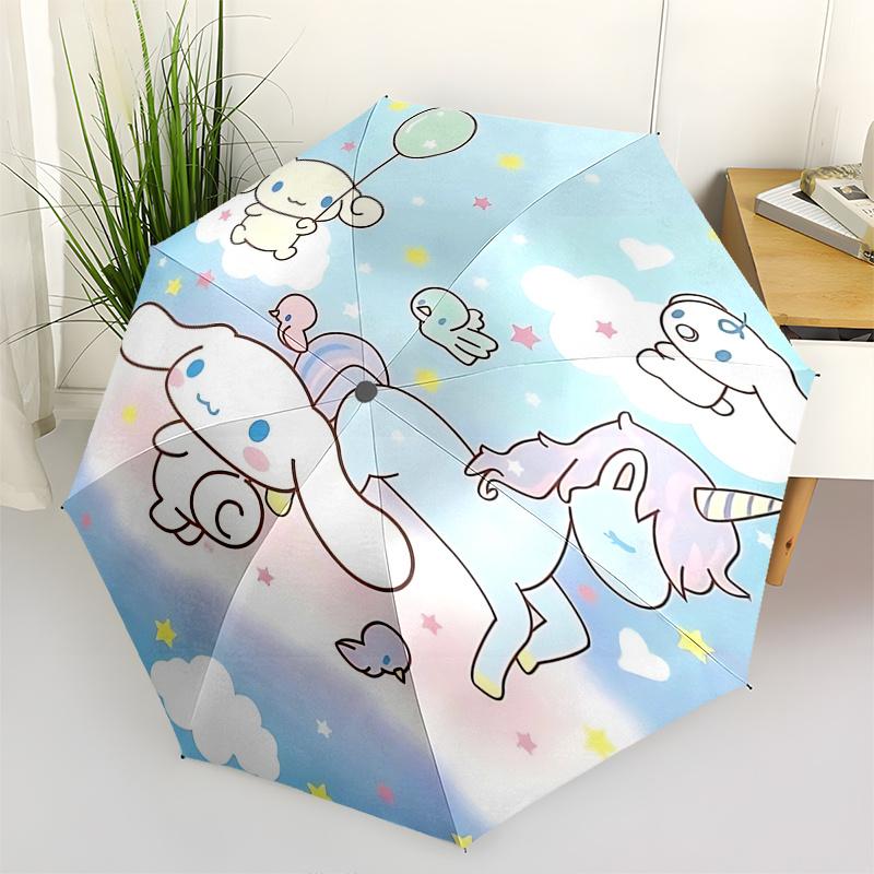 1pc Cinnamoroll Flying Fantasy: Automatic Opening/Closing Umbrella with Portable Tri-Fold Design, 8-Bone Iron Frame Outdoor Umbrella, Perfect Festival