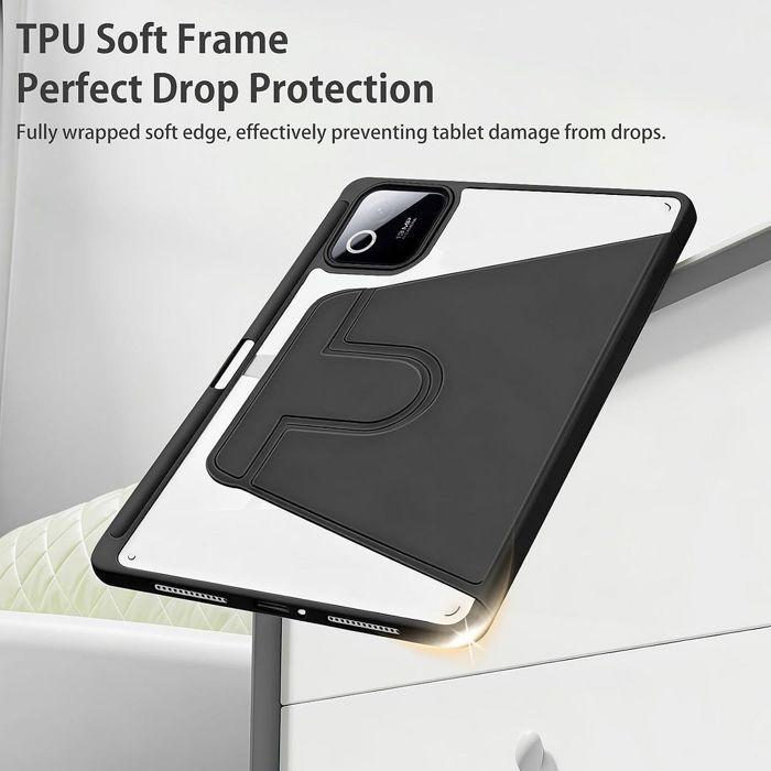 Coque + Verre Trempé pour Xiaomi Pad 8 /8 Pro/7/7 Pro/9, Etui Rotation Angle avec Porte Stylet - Noir