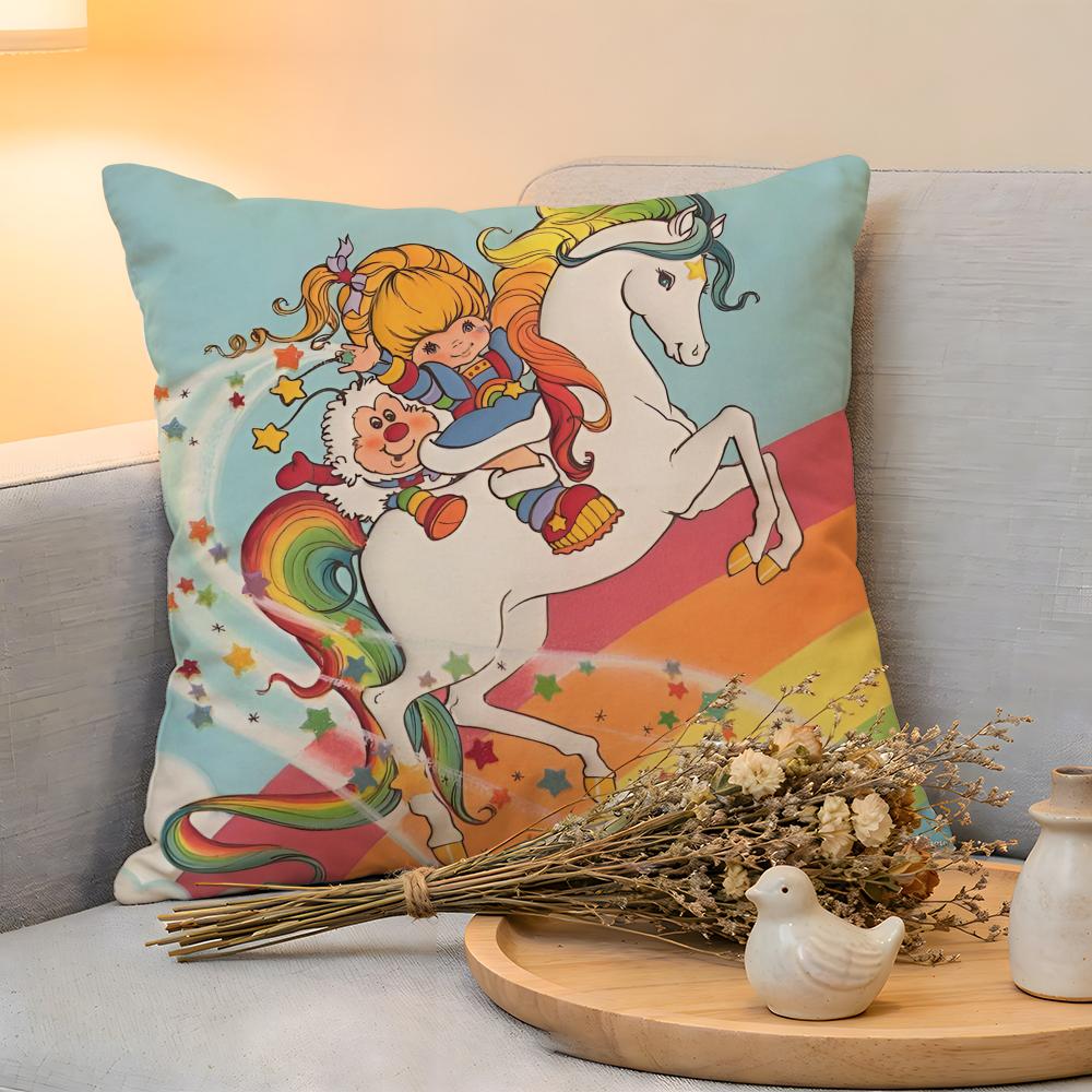 Cushion Cover Linen SkinFriendly Soft Decorative Case for Sofa Home Decor Kwaii Cute RRainbows BBrite Pillow cover