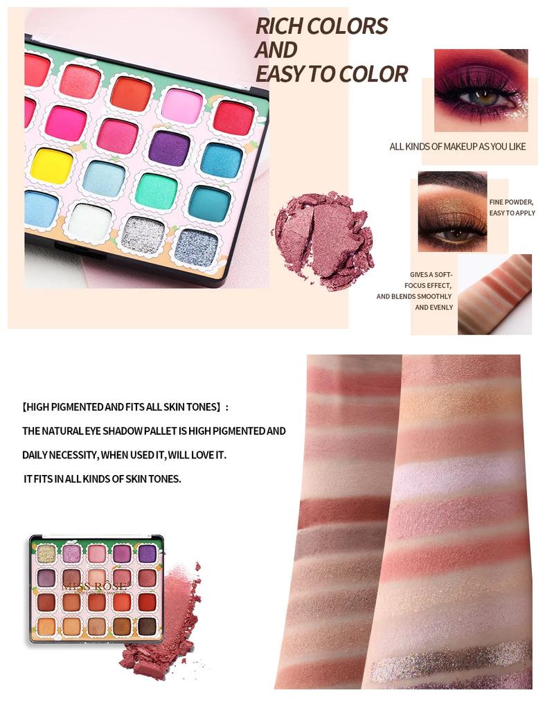 20 Colors Diamond Nude Eyeshadow Palette Make Up Pigment Silky-Smooth Matte Shimmer Eye Shadow Cosmetics