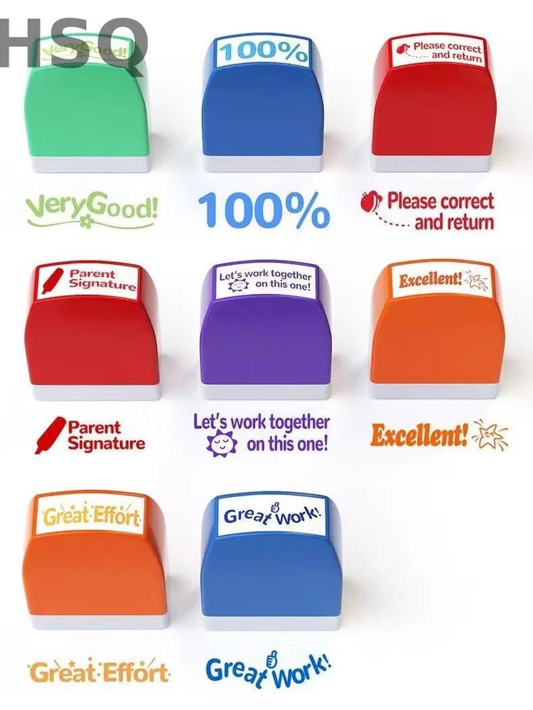 Stamps for Primary School Teacher Feedback, Set of 8 Notes in Notebooks