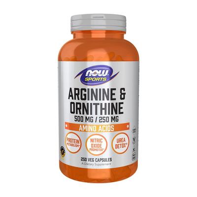 Спортивный аргинин и орнитин 500 мг / 250 мг, 250 растительных капсул