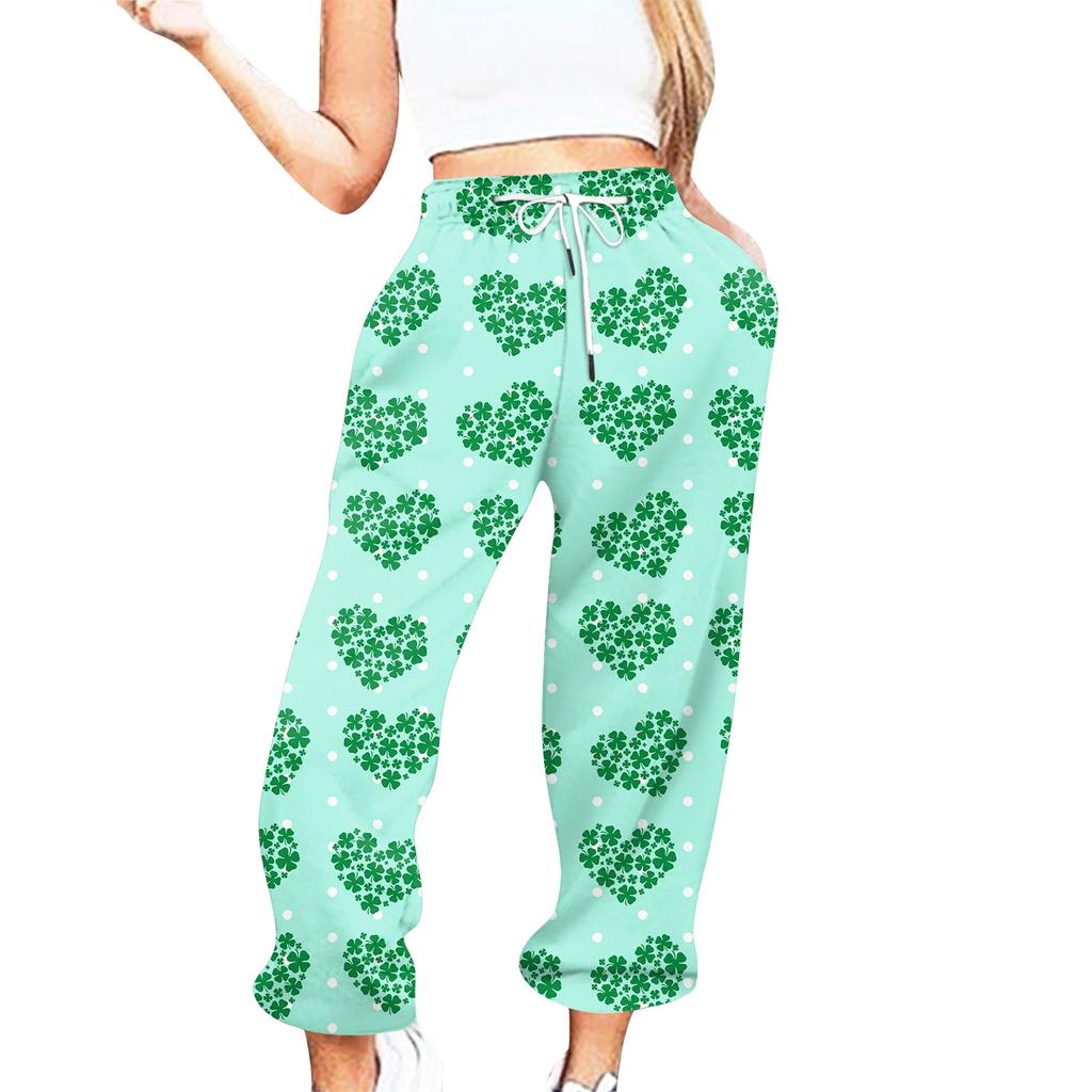 Women's Casual St. Patrick's Day Print Casual Drawstring Elasticated Waist Drawstring Pants