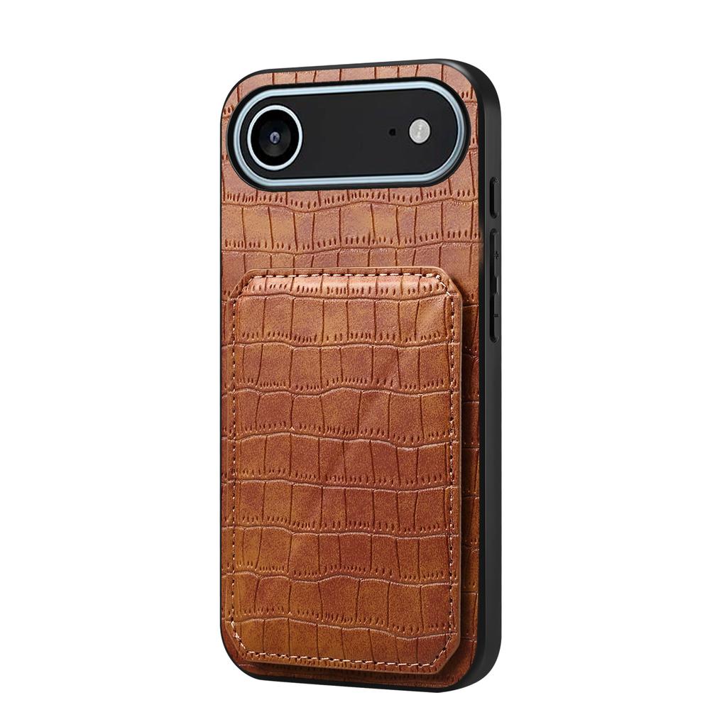 Для iPhone 17 Air Чехол с держателем для карт Кожа+ПК+ТПУ Текстурированная под крокодила задняя крышка