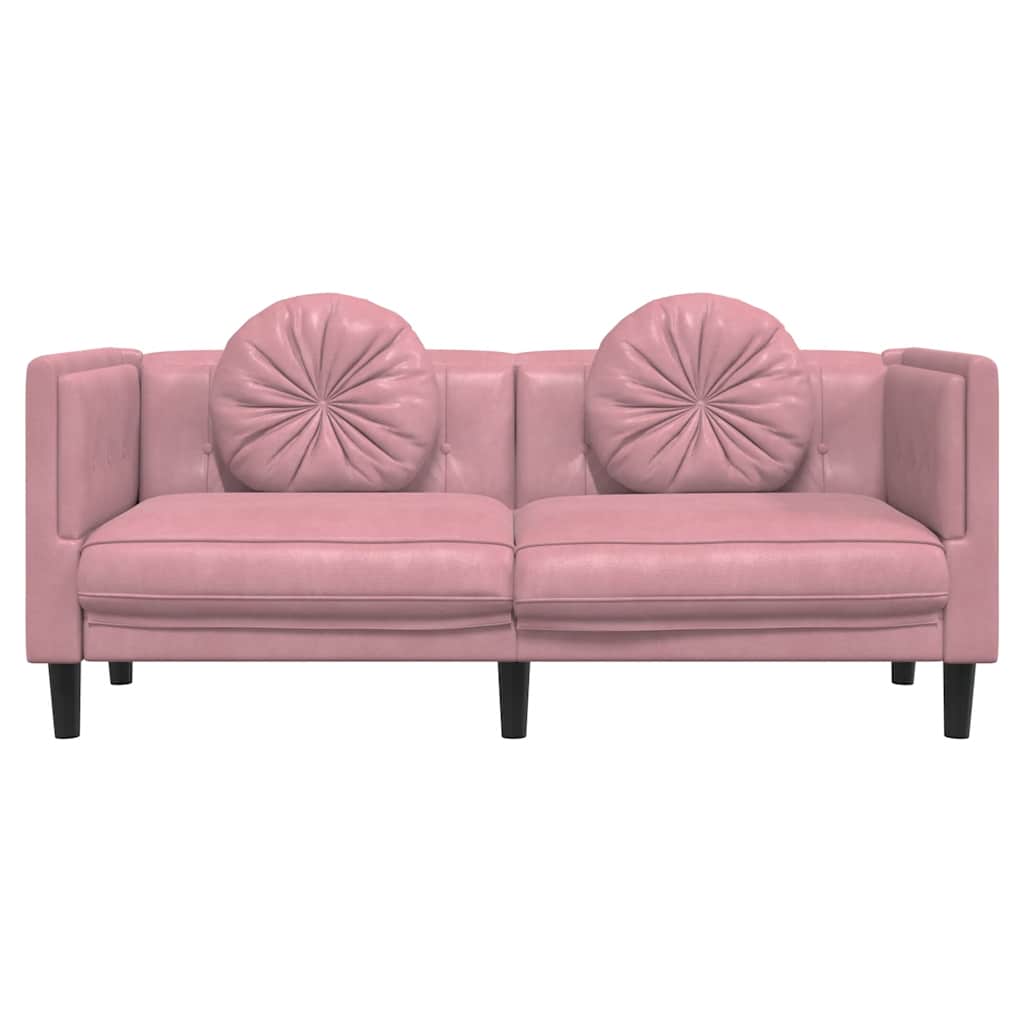 2 Seater Sofa with Cushions Pink Velvet
