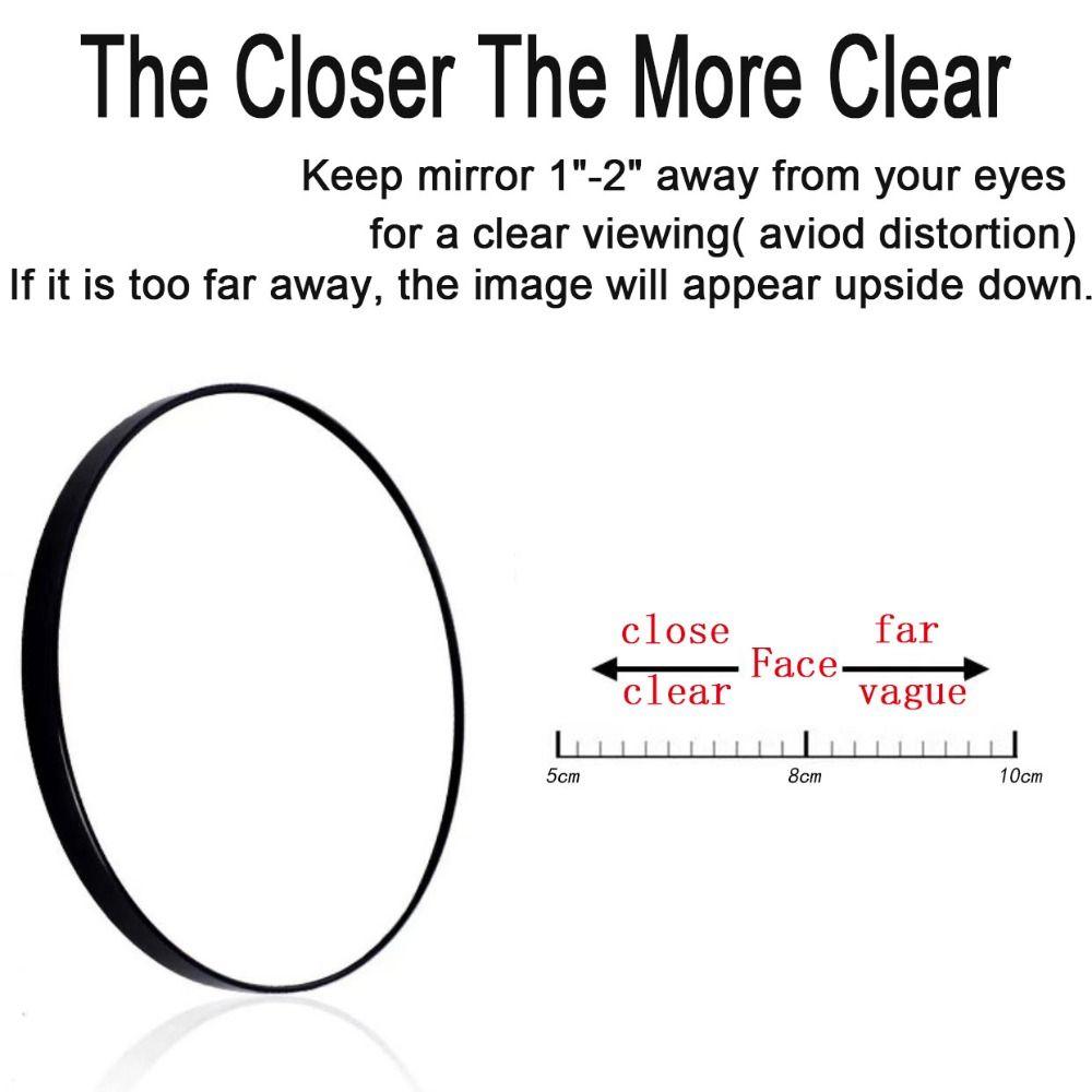 Plastic Black Cosmetics Tool Round 20X Magnifying Mirror Makeup Mirror Two Suction Cups