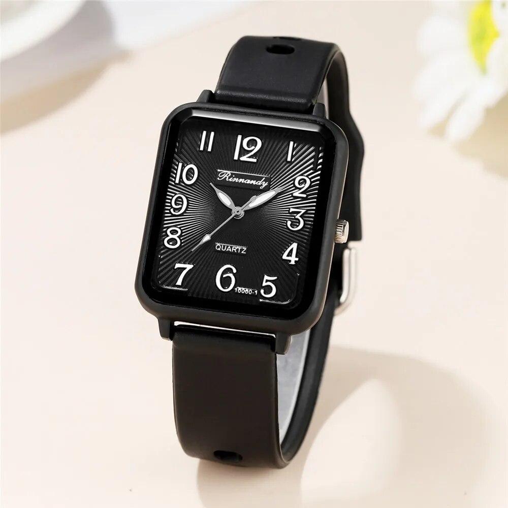 Watches for Women Rectangle Digital Watch Simple Women Quartz Wrist Watch Silicone Strap Lady Clock