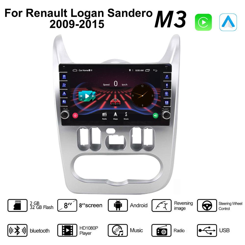 Для Renault Logan Sandero 2009-2015, для Dacia Duster 2010-2017, для Lada Largus 2012-2020, кнопка, ручка, автомобильный Android Carplay 2 + 32 ГБ