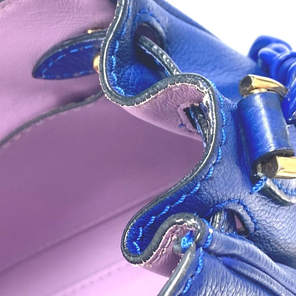 VERSACE medusa logo 2WAY Chain Shoulder Bag Hand Bag Leather blue