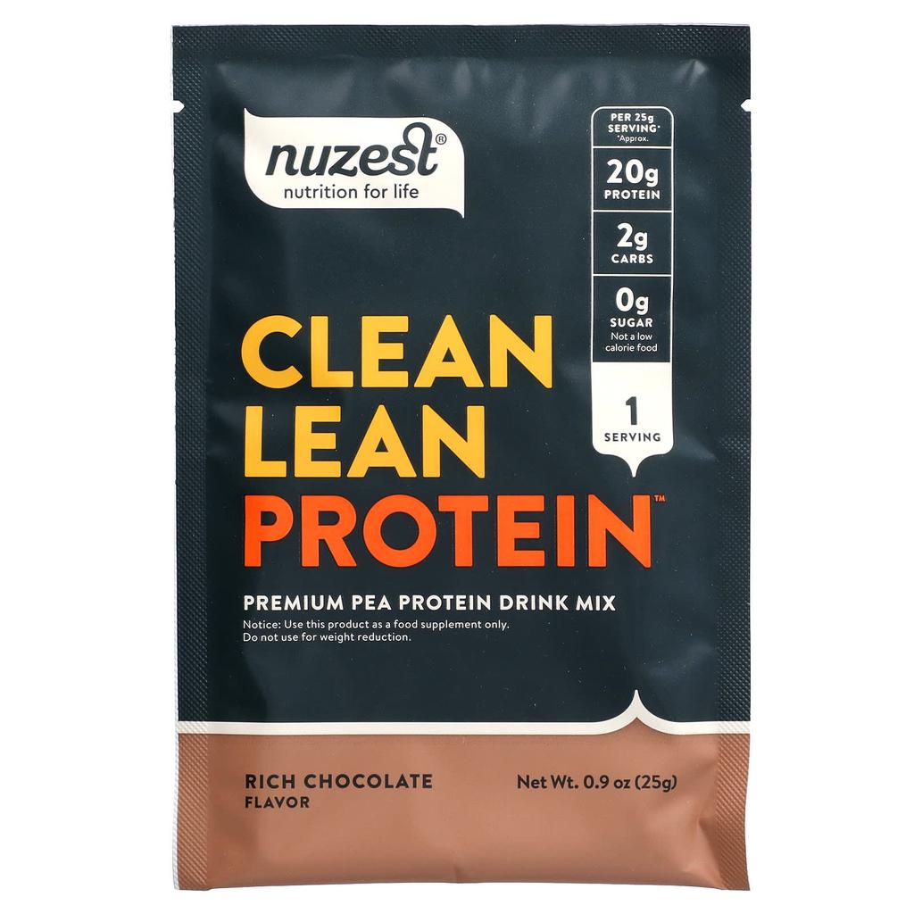 Nuzest Clean Lean Protein, Rich Chocolate, 10 Packets, 0.9 Oz (25 G) Per Pack