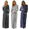 Women Striped Maternity Dress Long Sleeve Loose Maternity Dress