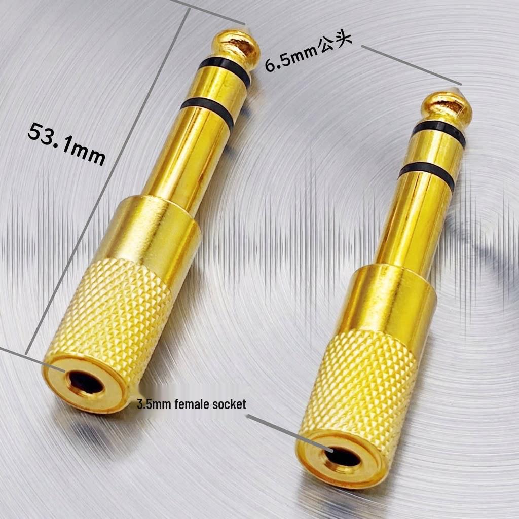Gold-Plated 6.35mm Male to 3.5mm Female Microphone Adapter