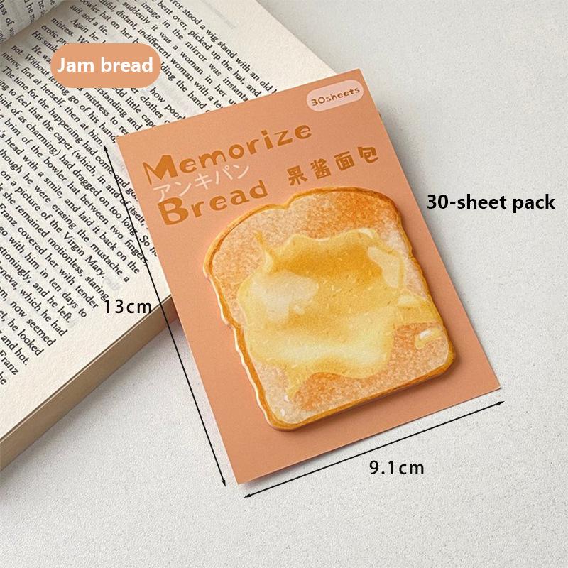 30Sheets Creative Toast Shape Convenience Sticker Message Paper Adhesive Self Sticky Sticky Notepad School Supplies