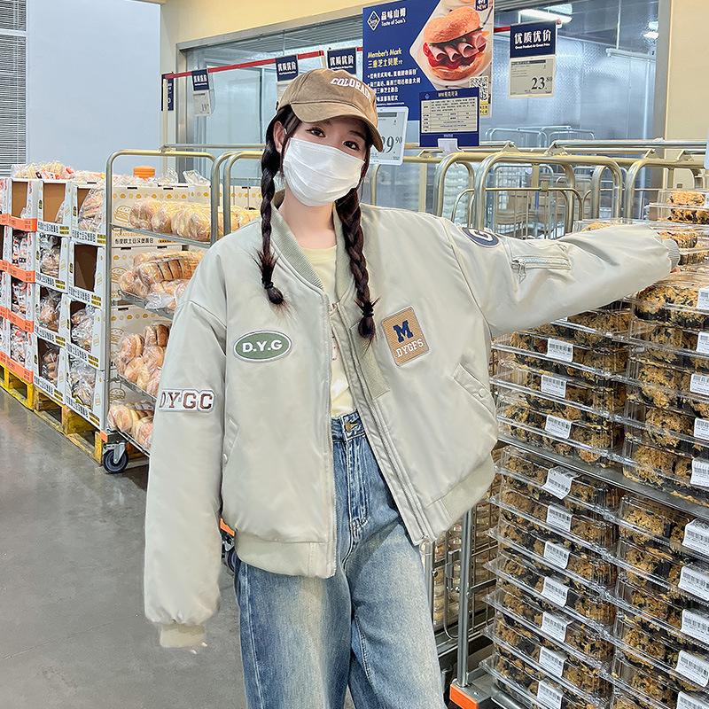 Американская хлопковая куртка женская 2025 новая зимняя короткая студенческая парная бейсбольная форма стеганая куртка стеганая куртка-авиатор куртка