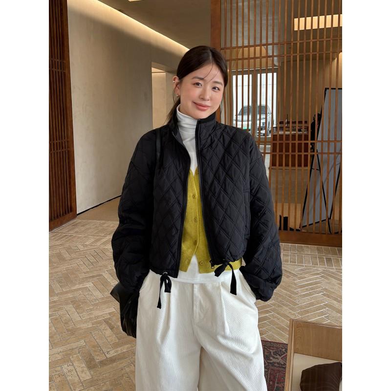 Womens Winter Puffer Coat Lightweight Quilted Cotton Jacket Loose Fit Stand Collar Casual Outerwear