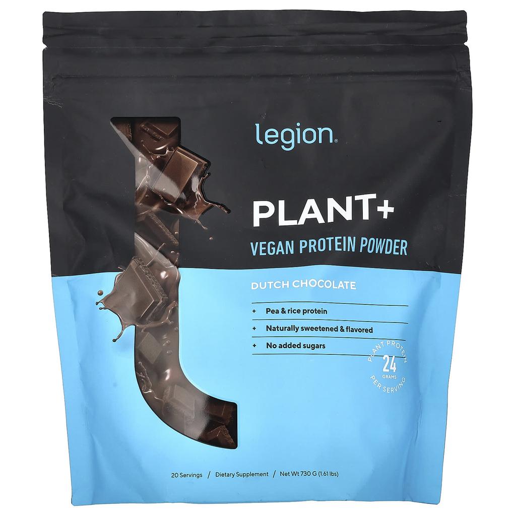 Legion Athletics Plant+, Веганский протеиновый порошок, Голландский шоколад, 1,61 фунта (730 г)