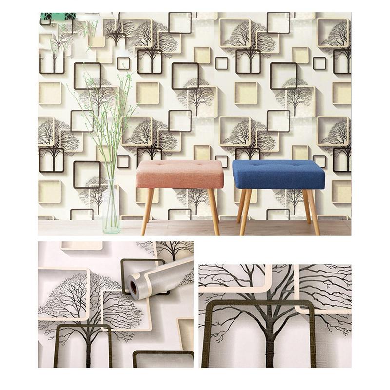 10м/20м ПВХ утолщенная геометрическая сетка дерево фон самоклеящиеся обои наклейки для ремонта отель домашний декор