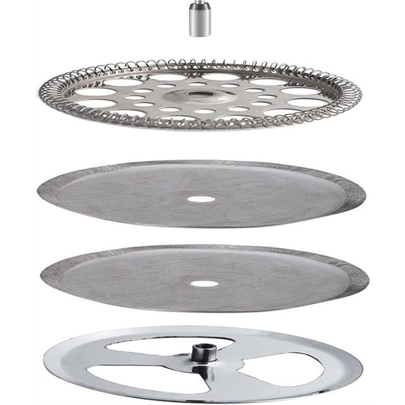 Stainless Steel Mesh French Press Screen Filter Set Including Spiral Disk, For 3500Ml Capacity For Wide Type Coffee Maker