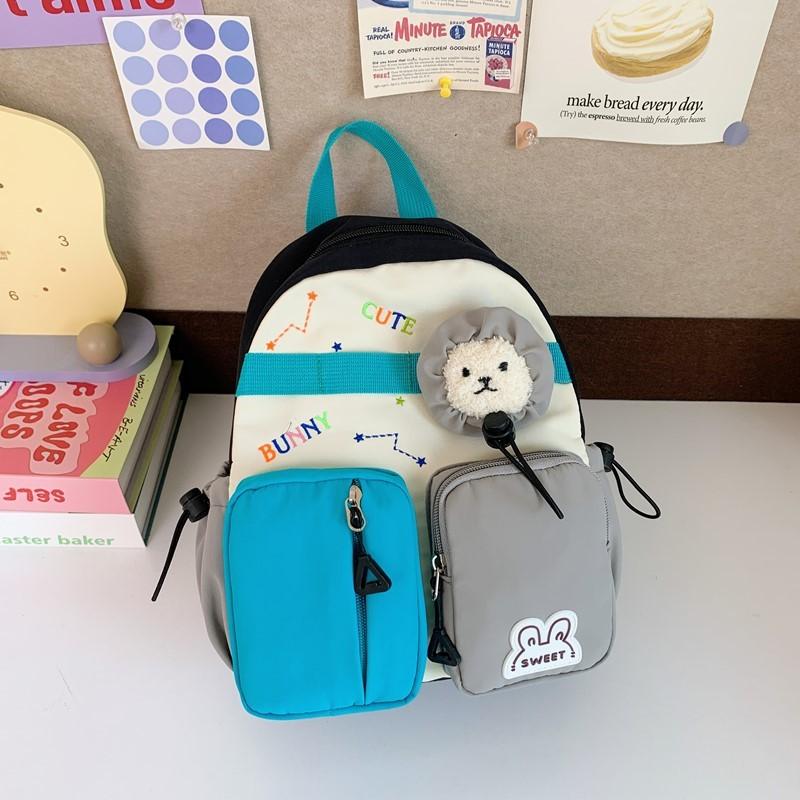 Kids Cartoon Cute Letter Embroidered School Backpack With Breathable Nylon
