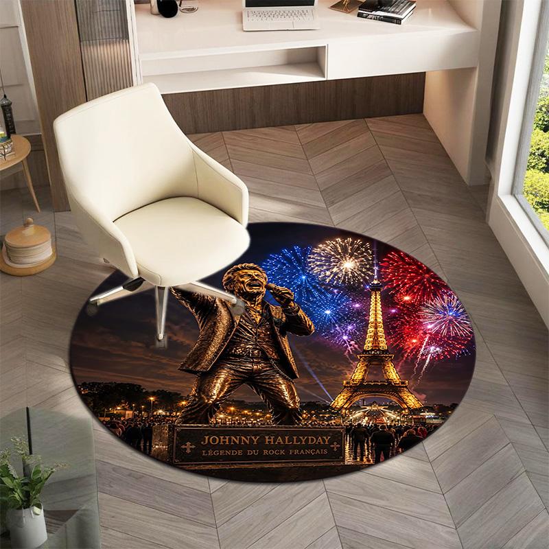 French legendary rock singer and actor Johnny Hallyday Round Carpet Soft Home Decoration Corridor Table and Chair Anti slip Outdoor Floor Mat rug H22