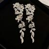 Металлические серьги из цинкового сплава в виде цветка и листа для женщин, преувеличенный дизайн, длинные серьги-подвески, стильные ретро-античные шармы, женский циркон
