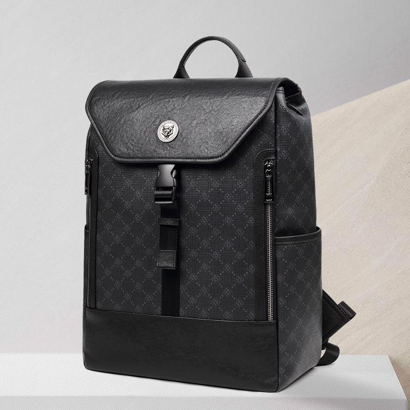 New Men's Leather Shoulder Bag Men's Fashion Embossed Waterproof Backpack Large Capacity Computer Bag Trend Men's Bags