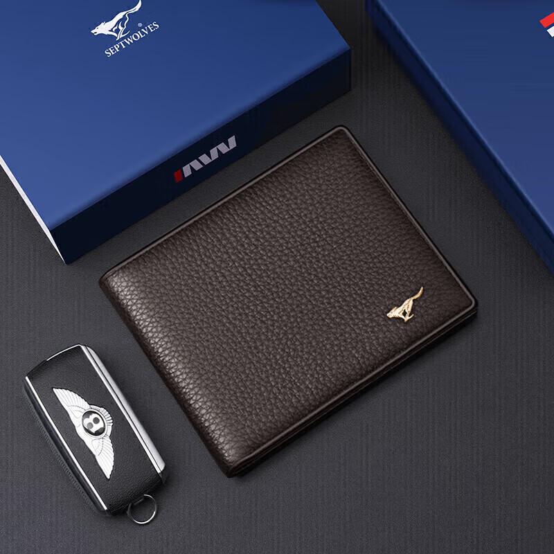 Мужской складной кошелек Seven Wolves из натуральной кожи