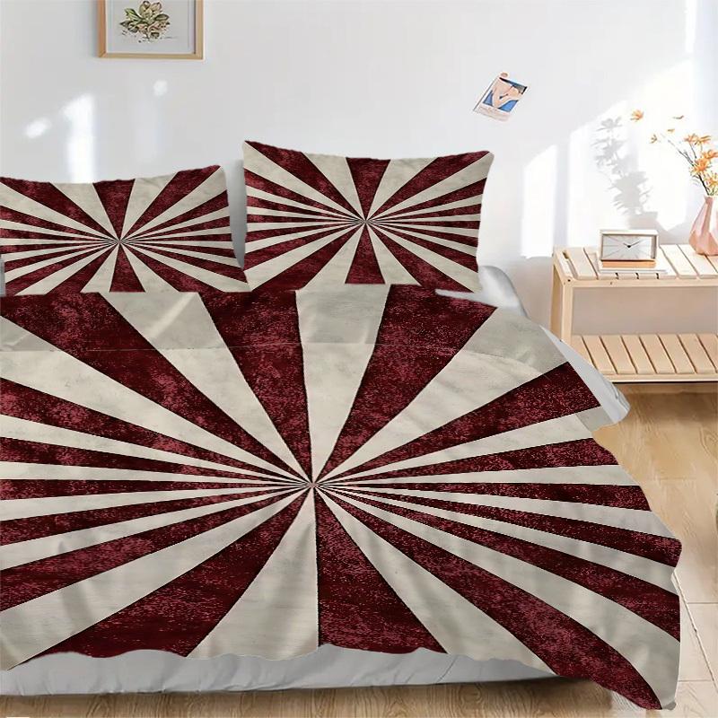 3pc Sunburst Stripes Cover Set - 1 Quilt Cover + 2 Pillowcases, All Seasons Bedroom Setting, Perfect for Home005
