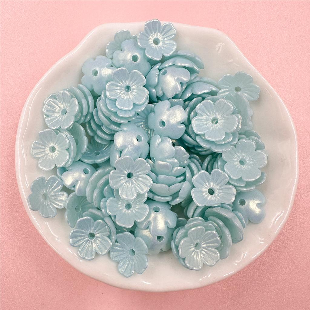 Home Party Supplies 80Pcs Handmade Materials Five-petal Flower Colored 10.5mm Acrylic Fashion Beads Earrings Materials DIY Jewelry Making Hairclip