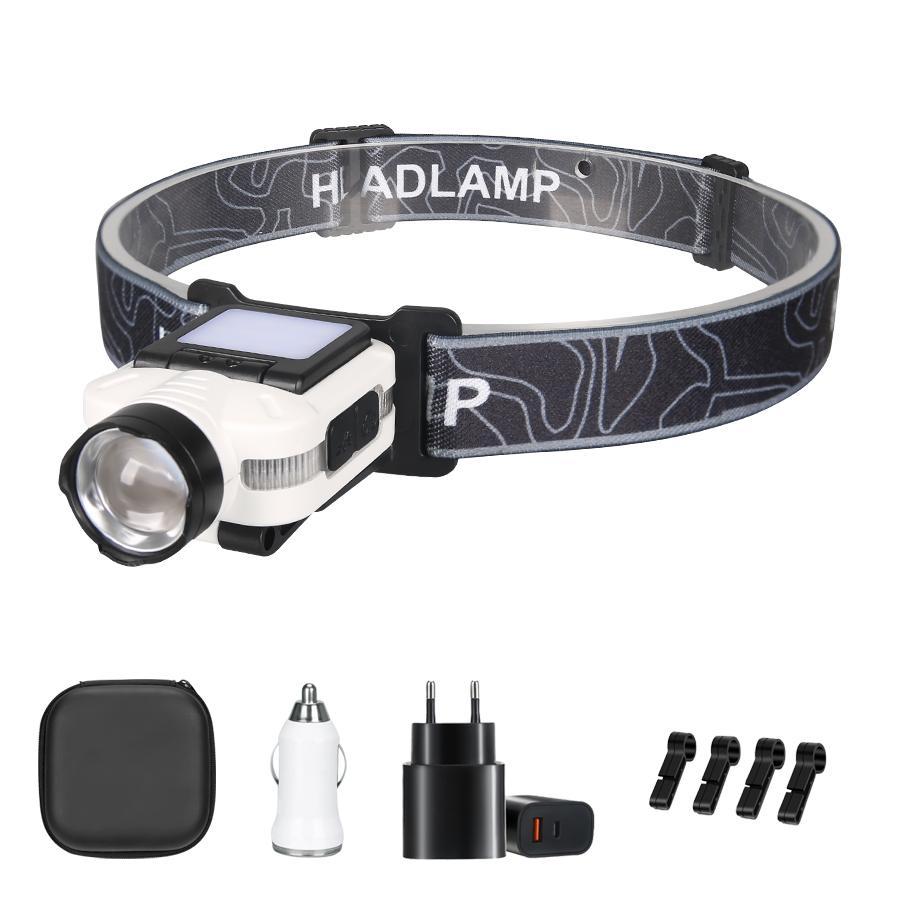 Mini Portable LED Induction Headlampt Built-in Battery Type-c Charging 5 Lighting Modes Ultra Bright Outdoor Hunting Flashlight