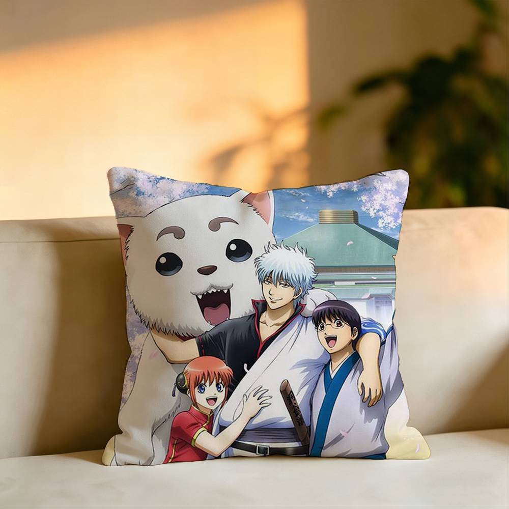 Hot Anime GGintamaa Pillow Case Square DoubleSided Sofa Cushion Cover Bedroom Bedside Pillow