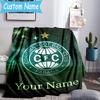 Custom Name Coritiba Football Club Crest Flannel Blanket, Use for Birthday/Holiday Gift, Soft Blanket for Sofa/Bed/Camping/Office, Home Decor